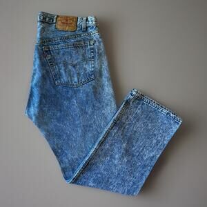 Vintage Levis 501 Jeans 37 Blue 80s Stone Wash Made in USA Workwear Non Selvedge